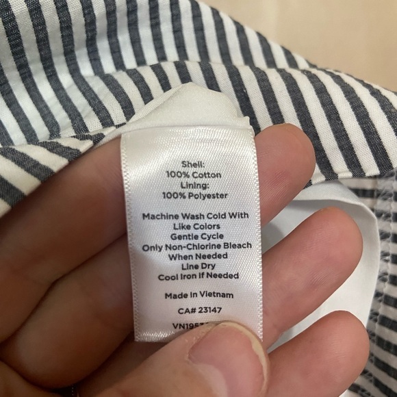 Talbots women's 14 100% cotton pin stripe slit pocket blue/white skirt EUC - Picture 6 of 7